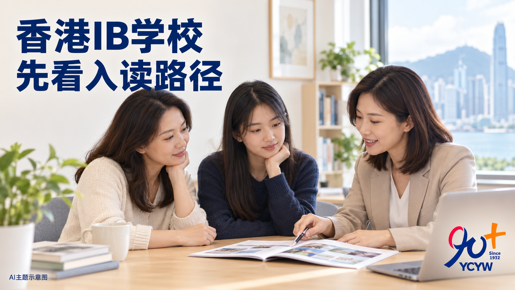 AI生成主题示意图：家长与高中生了解IB学校的入读及课程衔接路径